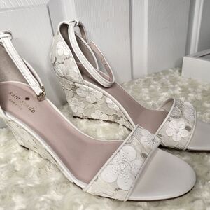 Kate Spade White Floral Wedge Sandals